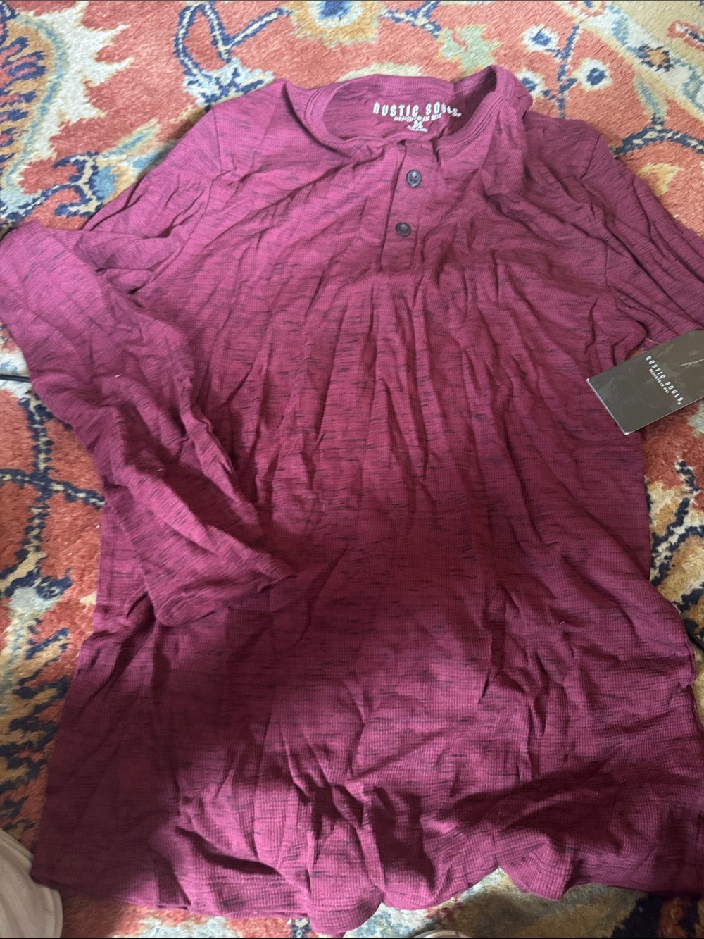 Rustic Soul Men’s Long Sleeve Henley in Wine